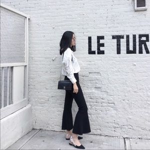 SANDRO PARIS Black Flare Cropped Pants EUC size 6